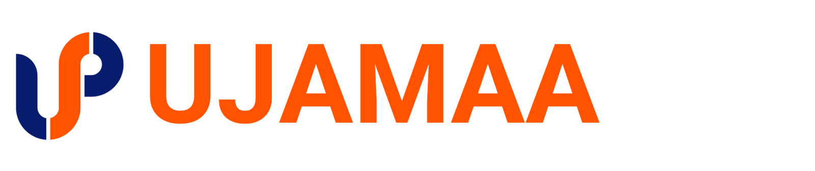 Ujamaapay horizontal logo – stylized UP icon with Ujamaapay brand name in orange and blue